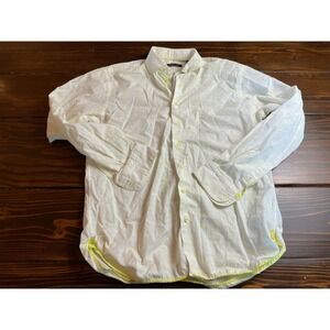 Hammer Shirt Men's Size 41/16 Yellow White Geometric Arrow Button Up Long Sleeve